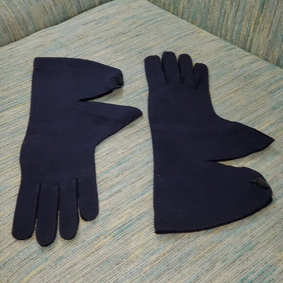 VINTAGE GAUNTLET STYLE GLOVES IN DARK BLUE